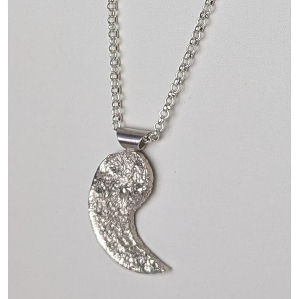 Yang Pendant necklace Retriculated silver coin Sterling Bail Unisex 11/2"Lobster